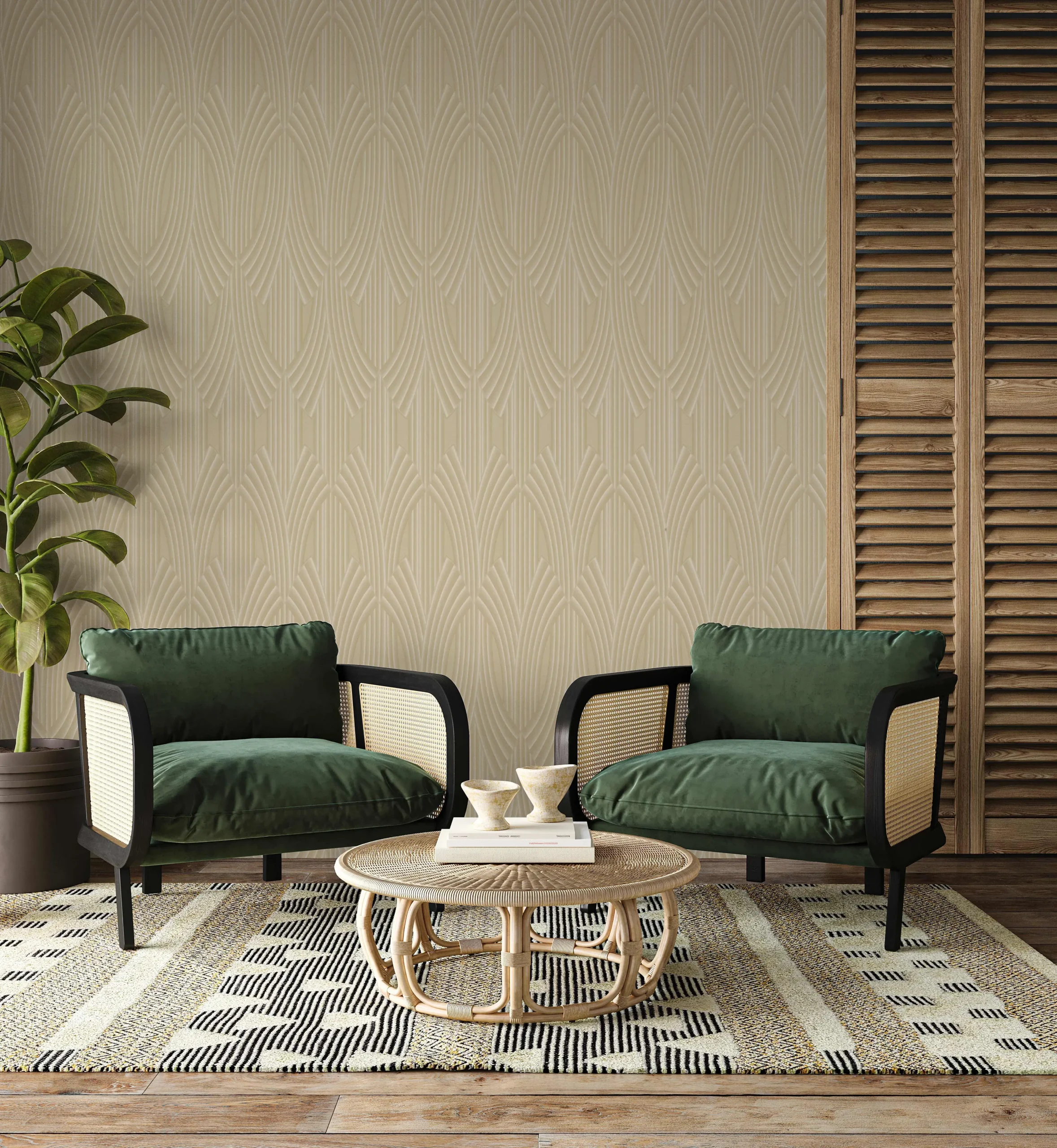 Beige Embossed Wallpaper – Natural Warmth (24102-3)